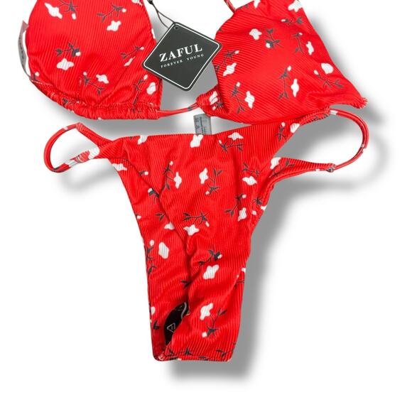 ZAFUL Bikini Sz 4 Womens Ditsy Floral Cheeky Brazilian 2 Pc Swim Bathing Suit - Picture 10 of 13